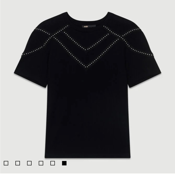 Maje studs embelished T-shirt, size 1 - Picture 5 of 7
